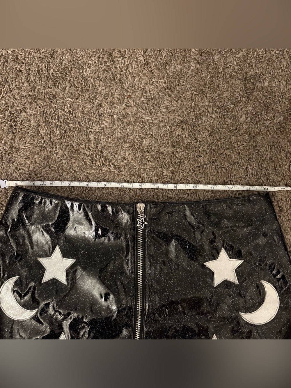 Current mood Shimmery Black High-Waist Shorts with Silver Moon & Star Appliqués - Picture 9 of 10